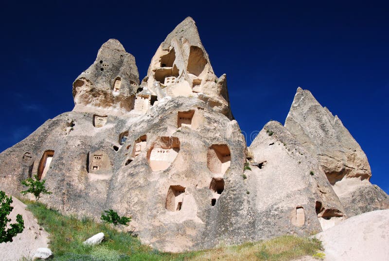 Rock Houses In Uchisar (Cappadocia) Stock Photo Image of human