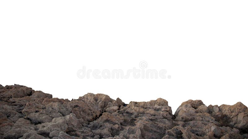 Rock Mountain Slope or Top Foreground Close-up Isolated on White Background.  Matte Painting, Copy Space. Stock Image - Image of boulder, blocks:  160080075
