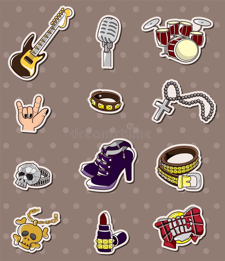 Rock music band stickers stock illustration Rock music band stickers stock illustration