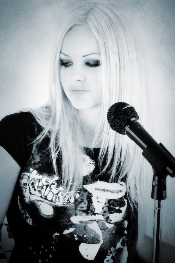 Photo series in style rock-n-roll with the beautiful blonde. Metal n stock images, royalty-free photos and pictures