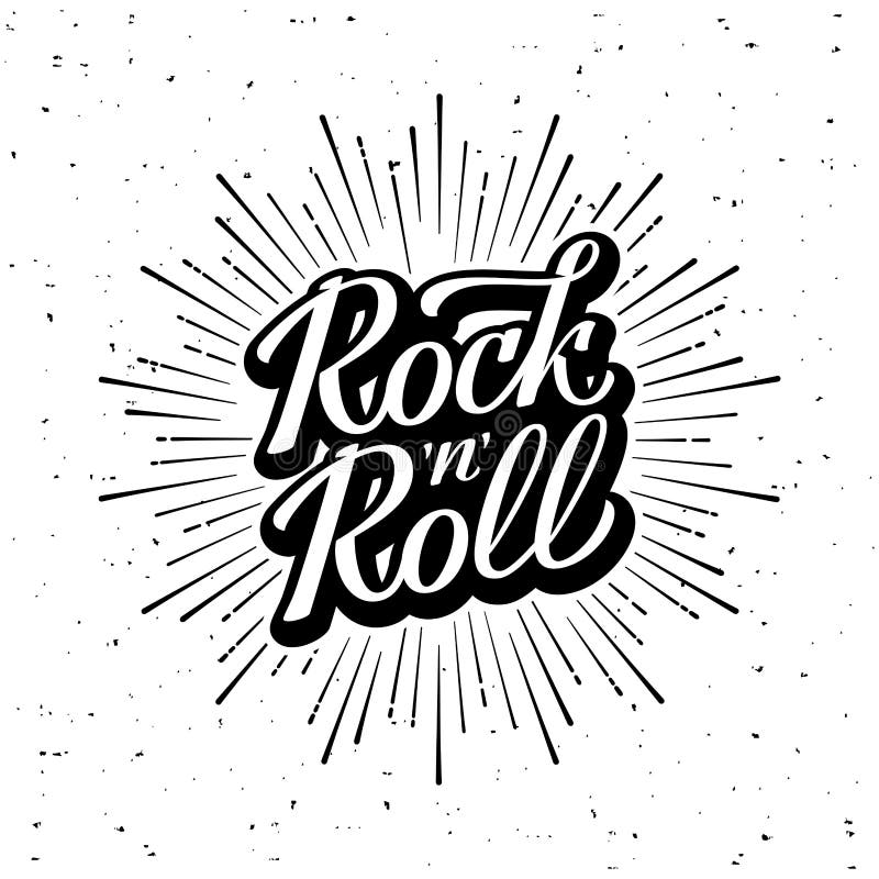 Rock and Roll Lettering White Vector Illustration Stock Vector ...