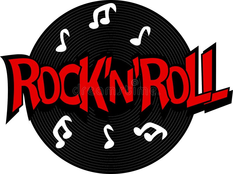 Rock`n`roll Lettering with Vinyl Stock Illustration - Illustration of ...