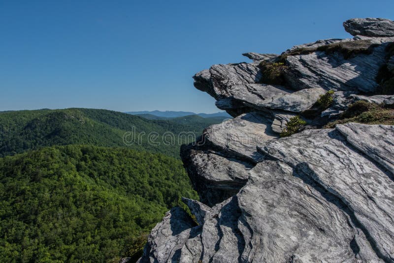 Rock Outcropping Above Blue Ridge Mountains Stock Image - Image of ...