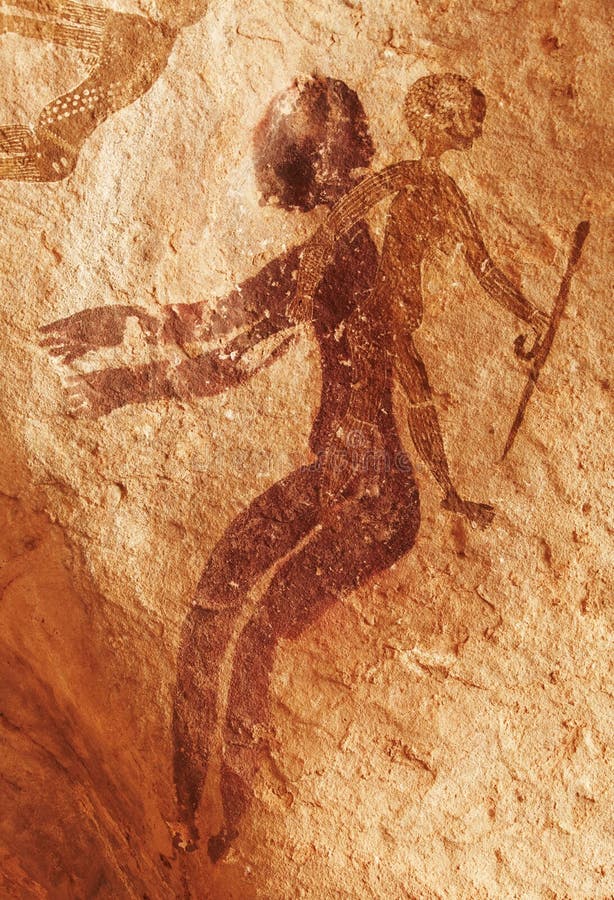 Rock paintings of Tassili N'Ajjer, Algeria stock photos