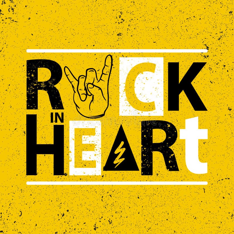 Rock poster. Rock in heart sign.Rock Slogan graphic for t shirt