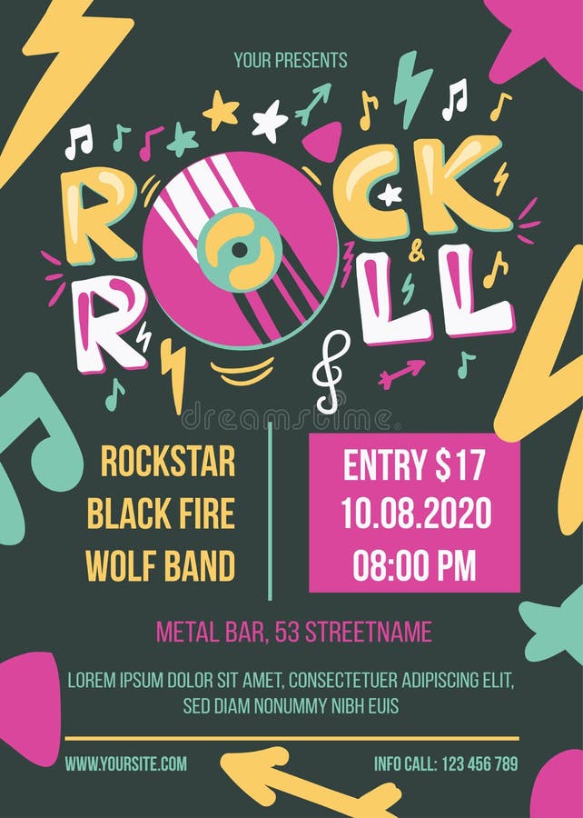 Rock and Roll Concert Retro Style Poster Template