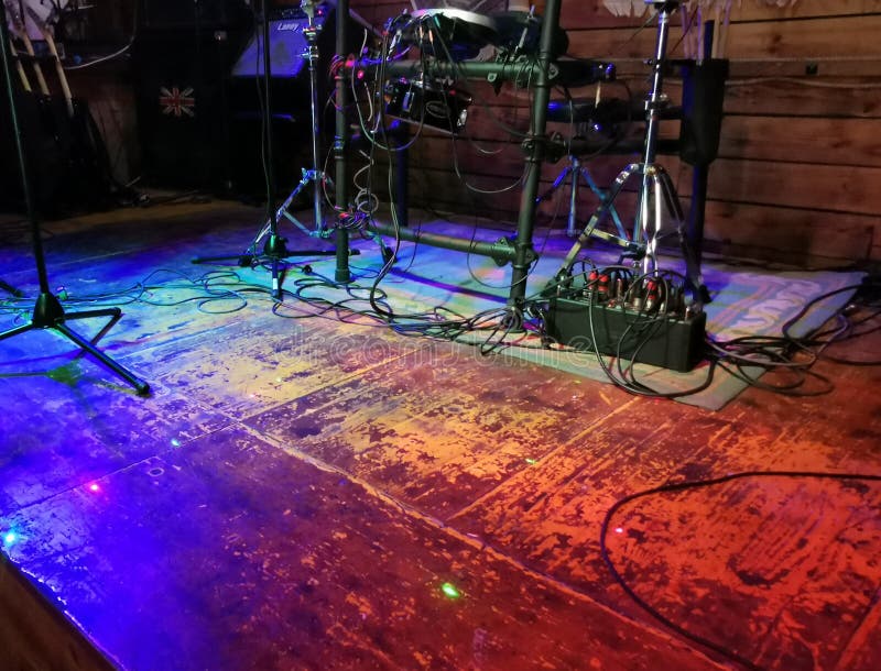 Rock and Roll Music Bar Background Photo, a Stage, Soft Selective Focus,  Copy Space Stock Image - Image of band, heavy: 203618915