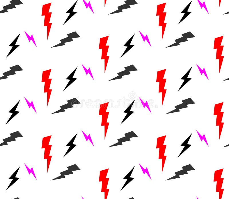 Rock and roll seamless pattern with electricity lightnings. Vector hard rock doodle illustration. Cartoon rock star iconic isolate royalty free illustration
