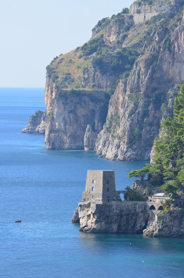 Rock Sea Cliffs on the Amalfi Coast in Italy Stock Image Image of