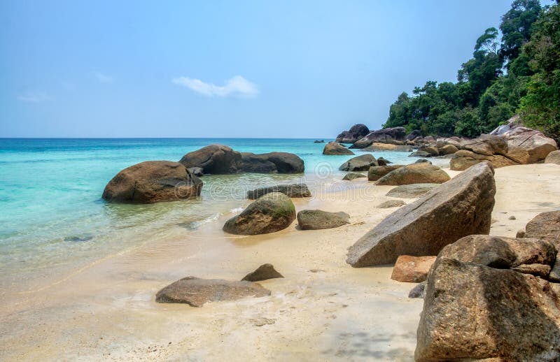 Rock on seaside beach at lipe stock photos Rock on seaside beach at lipe stock photos