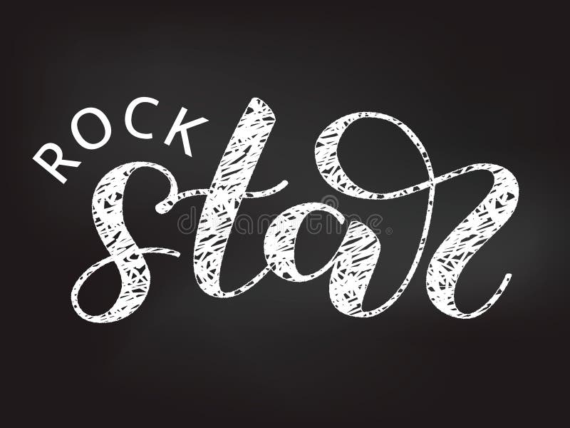 Rock Star Brush Lettering With Chalk Effect. Vector Illustration For ...