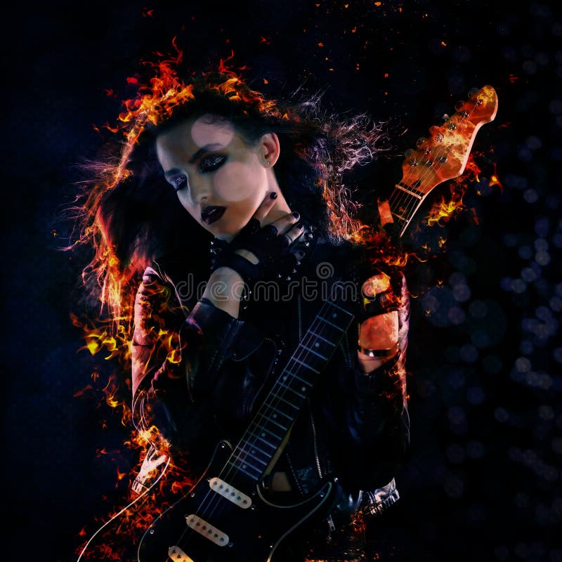 Rock star and guitar stock image. Image of black, guitar 54806977