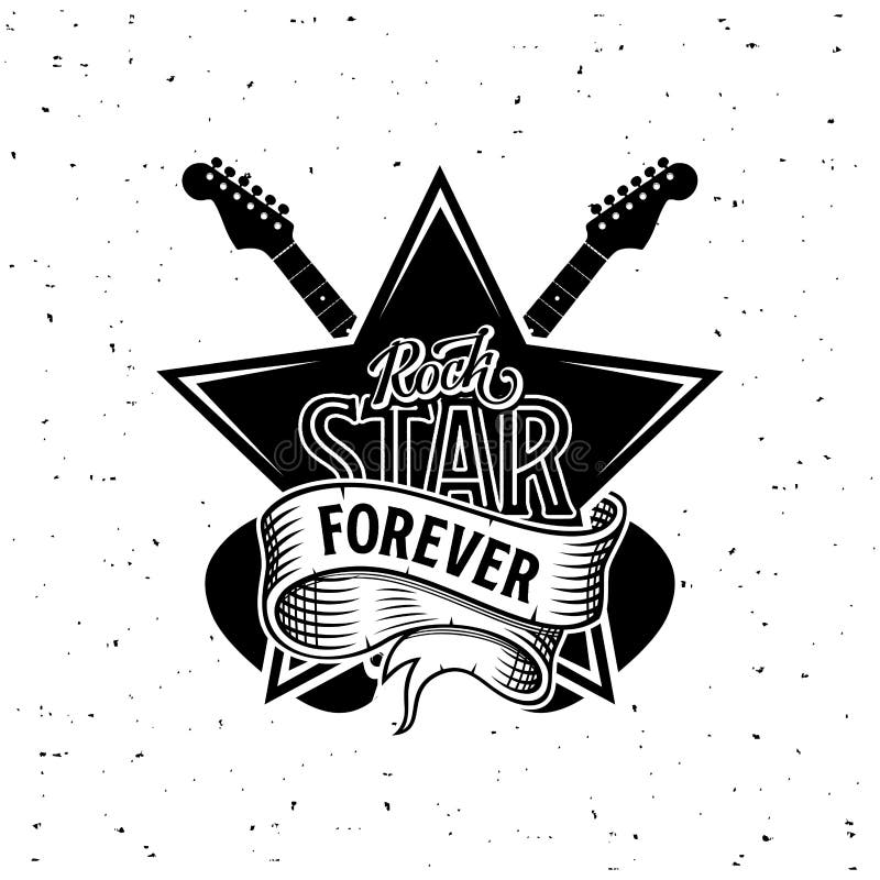 Rock Star Forever Lettering with Star Guitar Ribbon Stock Vector ...