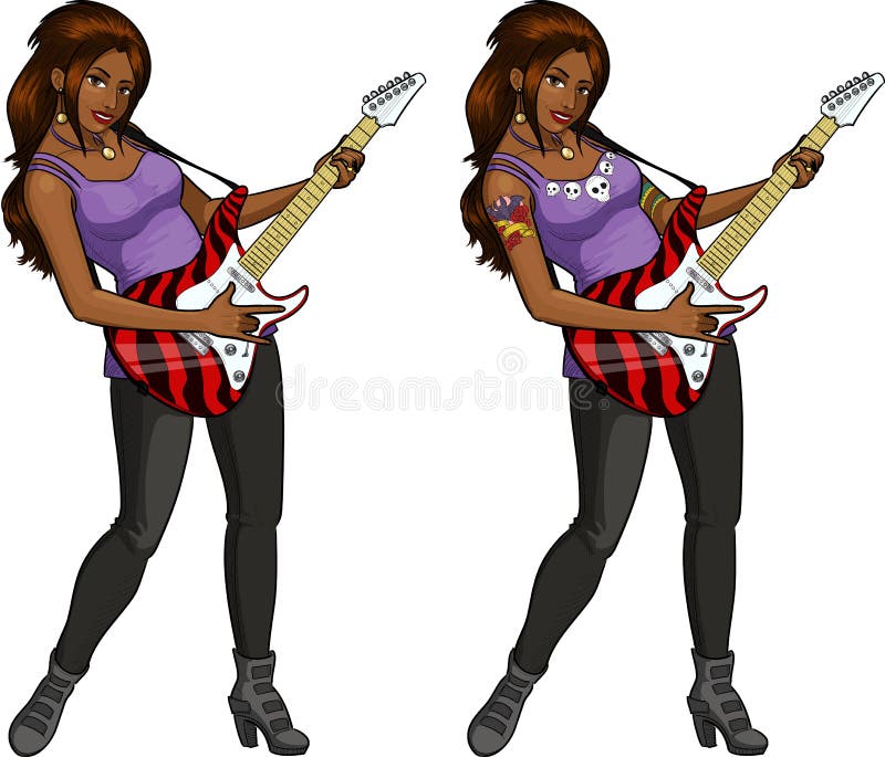 Rock Star Guitarist African American Girl Cartoon Stock Vector -  Illustration of instrument, inspired: 49026119