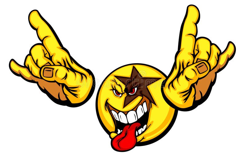 Rock Star Smiley Face Emoticon Stock Vector Illustration of hand Rock Star Smiley Face Emoticon Stock Vector Illustration of hand