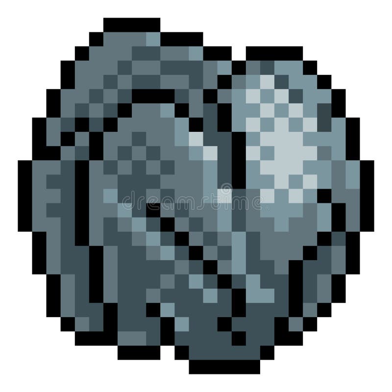 Rock Stone Boulder Pixel Art Eight Bit Game Icon stock illustration
