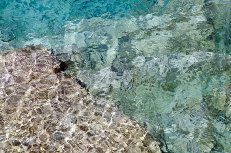 Rock under clear water