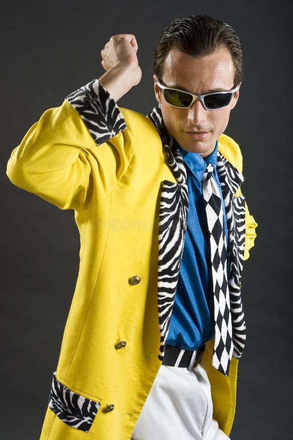 Rockabilly singer from 1950s in yellow jacket royalty free stock image Rockabilly singer from 1950s in yellow jacket royalty free stock image