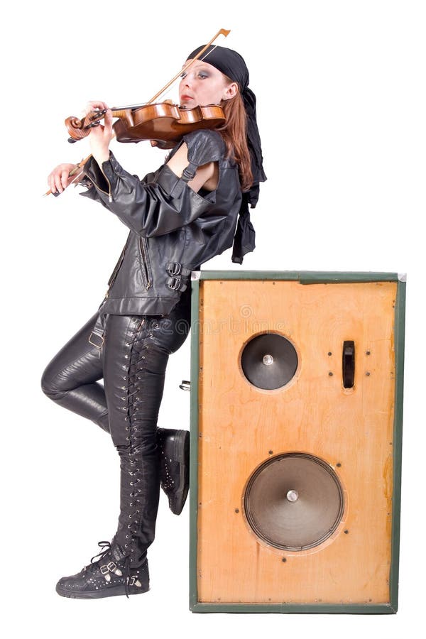 Rocker woman stock image. Image of performing, leather - 19219589