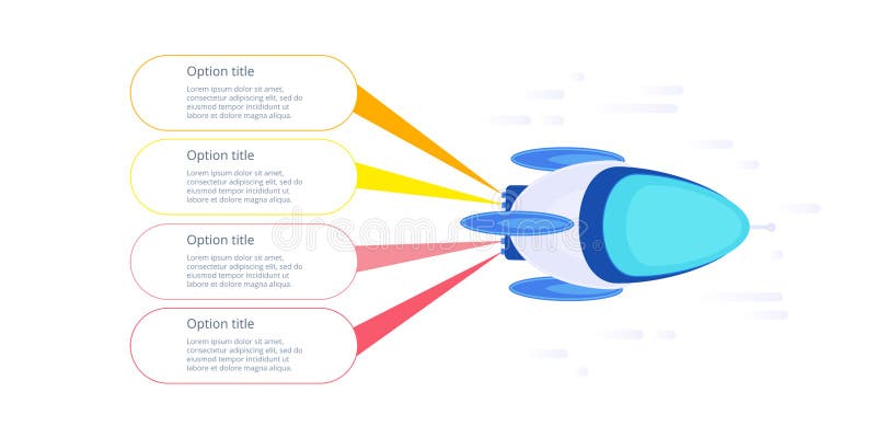 Rocket business step chart infographic. Startup launch graphic e vector illustration Rocket business step chart infographic. Startup launch graphic e vector illustration