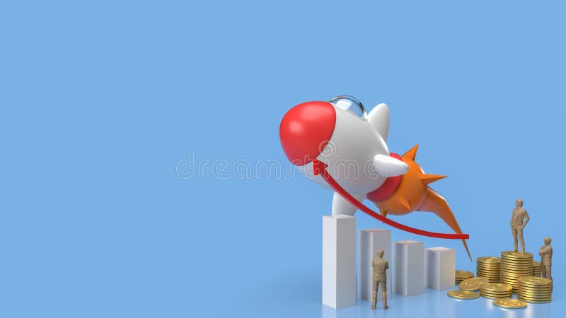 The rocket and chart for Business concept 3d rendering vector illustration