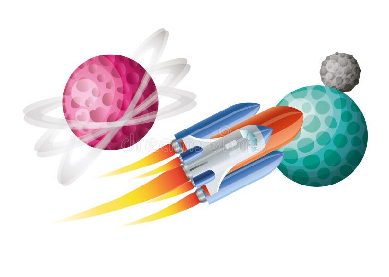 Rocket Flying of the Solar System Stock Vector Illustration