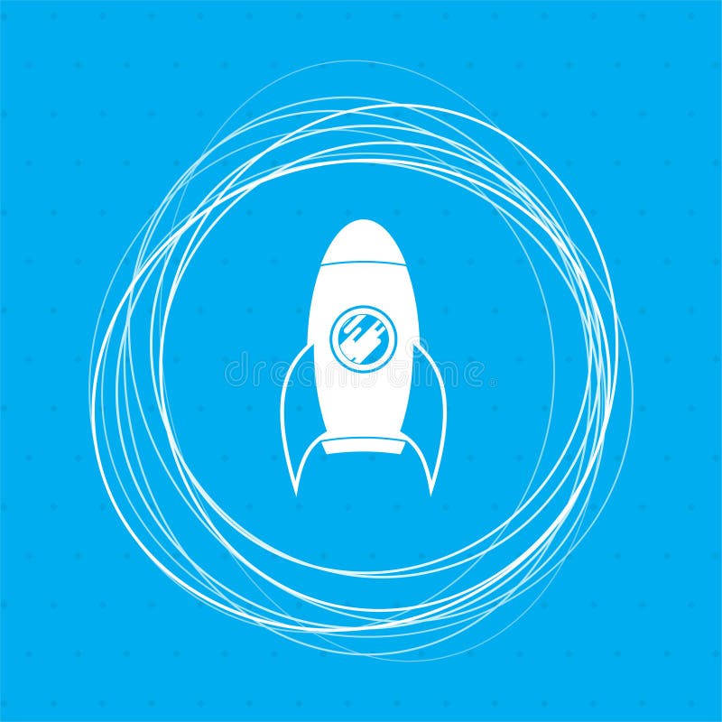 Rocket icon on a blue background with abstract circles around and place for your text. vector illustration Rocket icon on a blue background with abstract circles around and place for your text. vector illustration
