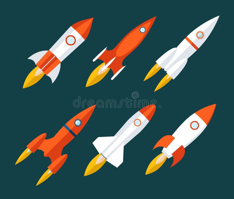 Rocket icons Start Up and Launch Symbol for New stock illustration