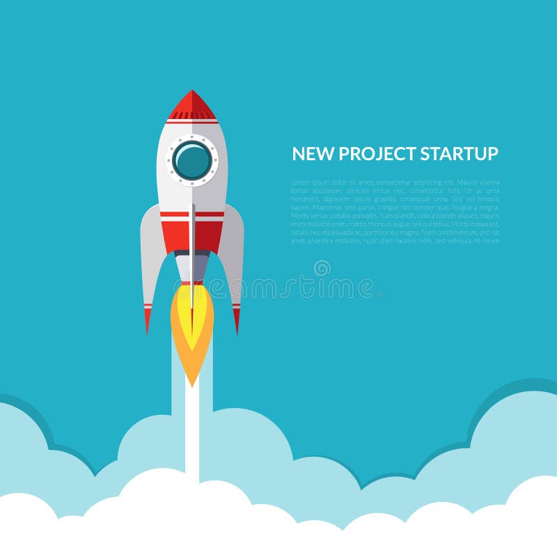 Rocket launch background. Start up concept. Vector illustration