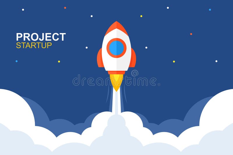 Rocket Launch Flache Art vektor abbildung Rocket Launch Flache Art vektor abbildung