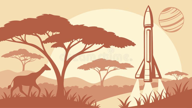 Rocket Launch från en Desert Plateau-vektordesign Generativ AI royaltyfri illustrationer