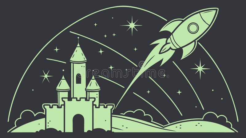 Rocket Launch från en vektordesign för medeltida kastventil Generative AI royaltyfri illustrationer