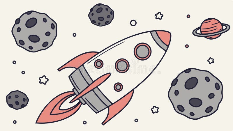 Rocket Launch in i Space Celestial Journey-vektordesign Generative AI royaltyfri illustrationer