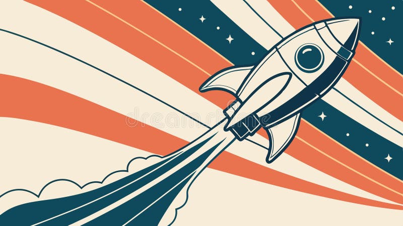 Rocket Launch med Stripes Space Exploration and Progress-vektordesign Generative AI stock illustrationer