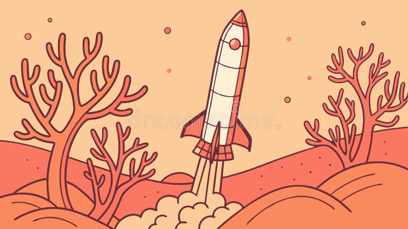 Rocket Launch from Ocean Floor with Coral Reefs Vector design Generative AI stock illustrationer