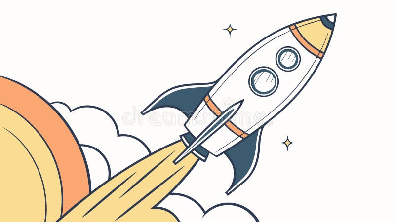 Rocket Launch in Sky med Clouds Ambition och framtida vektordesign Generativ AI royaltyfri illustrationer