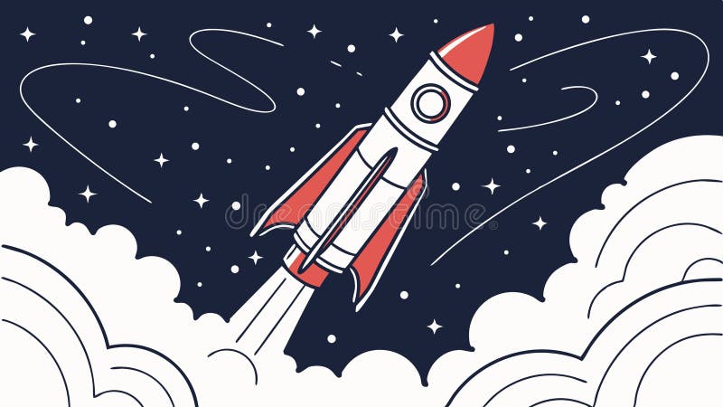 Rocket Launch in Space Cosmic Exploration Vector-design Generative AI royaltyfri illustrationer