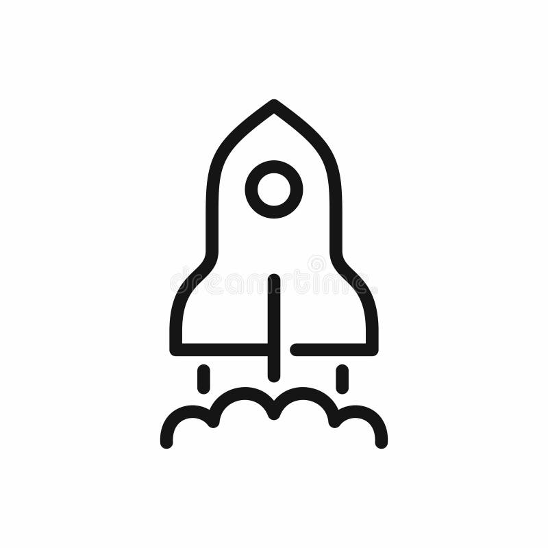 Rocket launch symbol, line style simple icon royalty free illustration