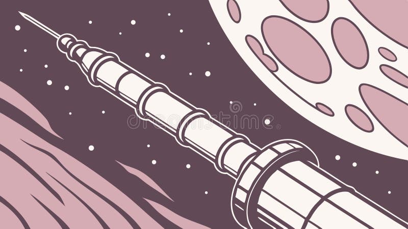 Rocket Launch Towards Grand Moon in Cosmic Vector Art-vektordesign Generative AI royaltyfri illustrationer