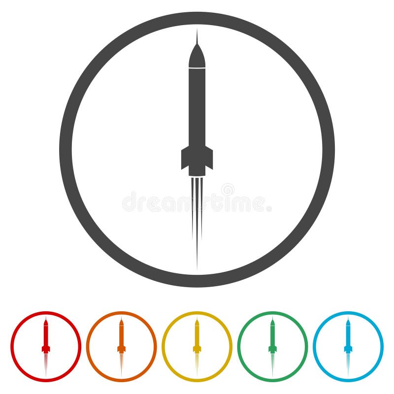 Rocket launcher isolated icons set vector illustration