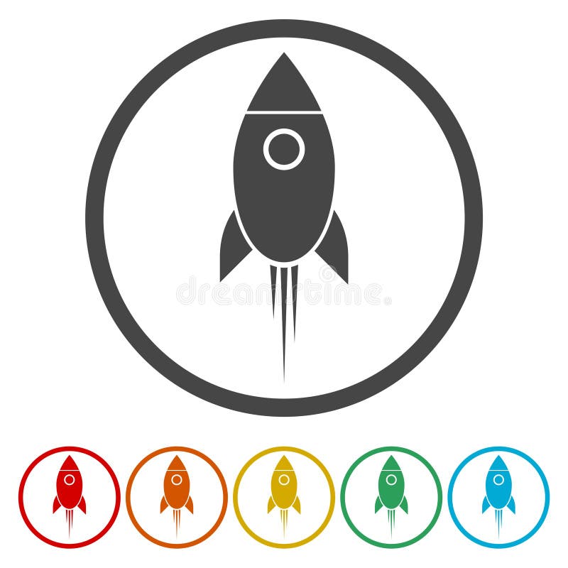 Rocket launcher isolated icons set vector illustration