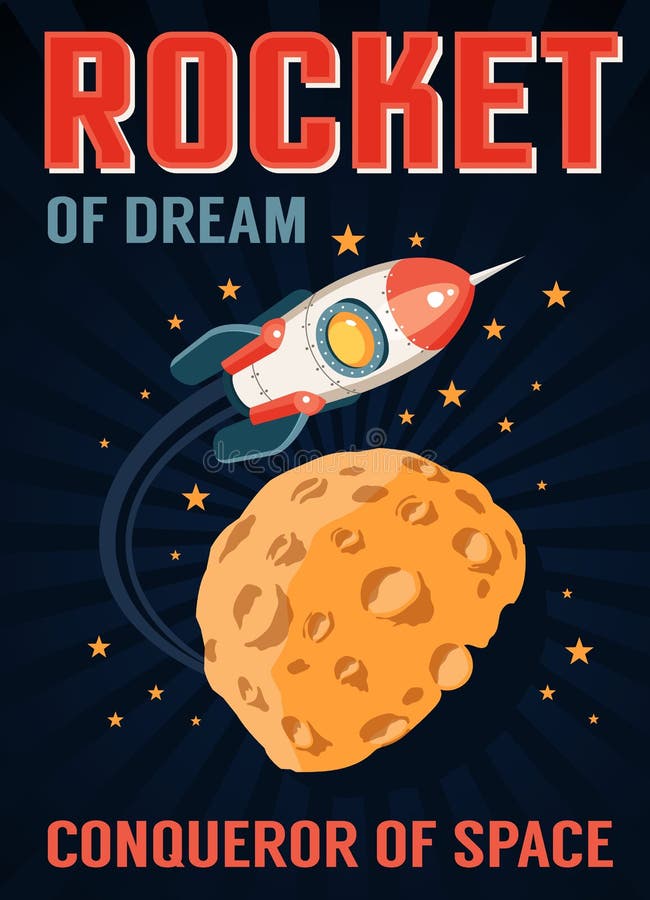 Rocket no espaço voa sobre um planeta com as crateras similares à lua ilustração do vetor Rocket no espaço voa sobre um planeta com as crateras similares à lua ilustração do vetor