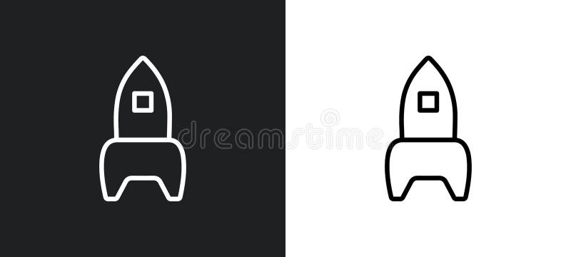 Rocket outline icon in white and black colors. rocket flat vector icon from artificial intelligence collection for web, mobile royalty free illustration