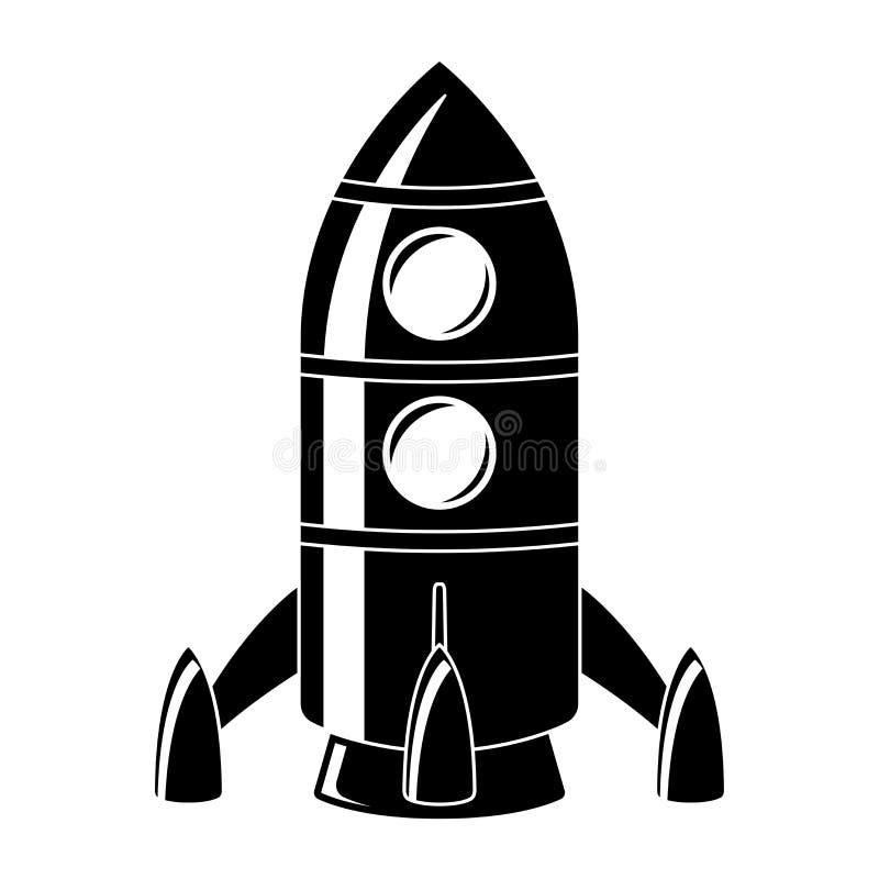 Rocket schwarze Zeichnung lizenzfreie abbildung