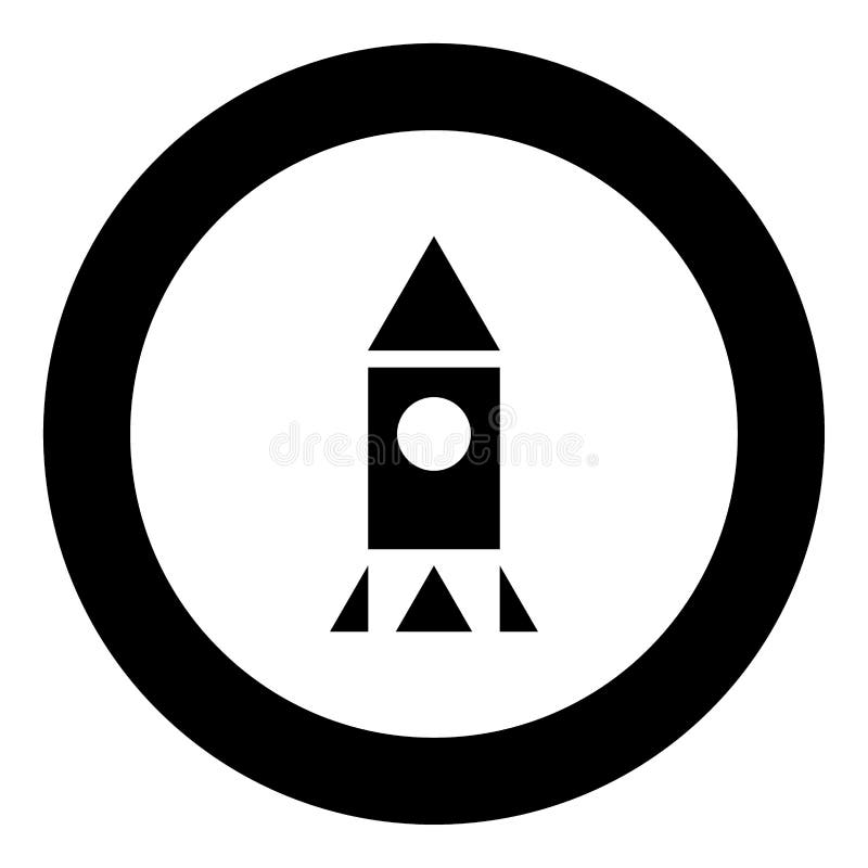 Rocket-Schwarzikone in der Kreisvektorillustration vektor abbildung