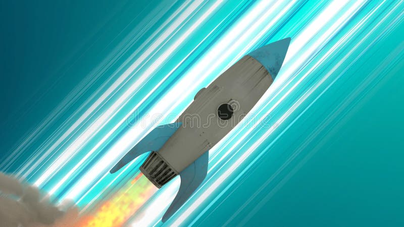 Rocket Ship Flying Through Space. Blue Diagonal Anime Speed Lines. 3d illustration royalty free illustration Rocket Ship Flying Through Space. Blue Diagonal Anime Speed Lines. 3d illustration royalty free illustration