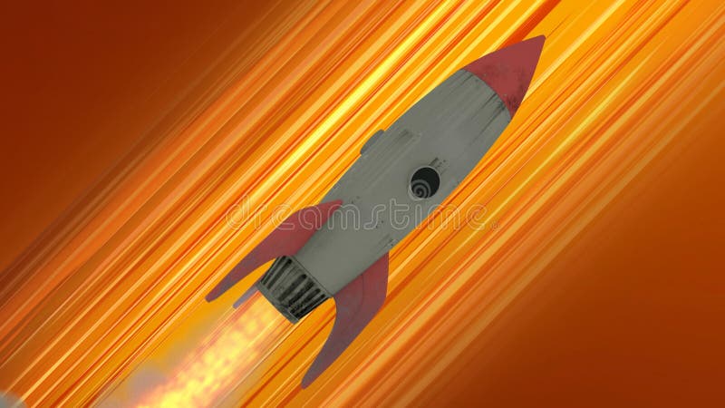 Rocket Ship Flying Through Space. Orange Diagonal Anime Speed Lines. 3d illustration royalty free illustration Rocket Ship Flying Through Space. Orange Diagonal Anime Speed Lines. 3d illustration royalty free illustration
