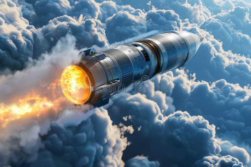 A Rocket Soars From Earth Into Space, Science Concept. Generative AI ...