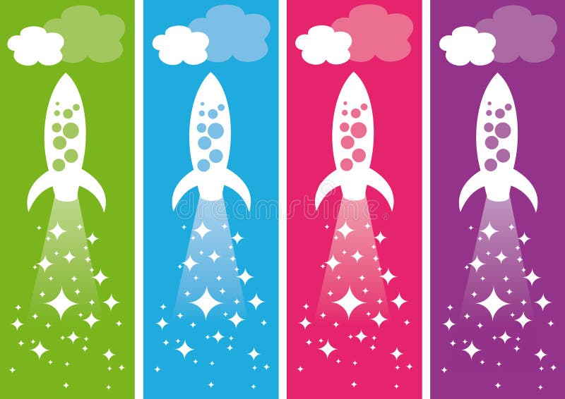 Flying rocket ships. Vector illustration. Flying rocket ships. Vector illustration.