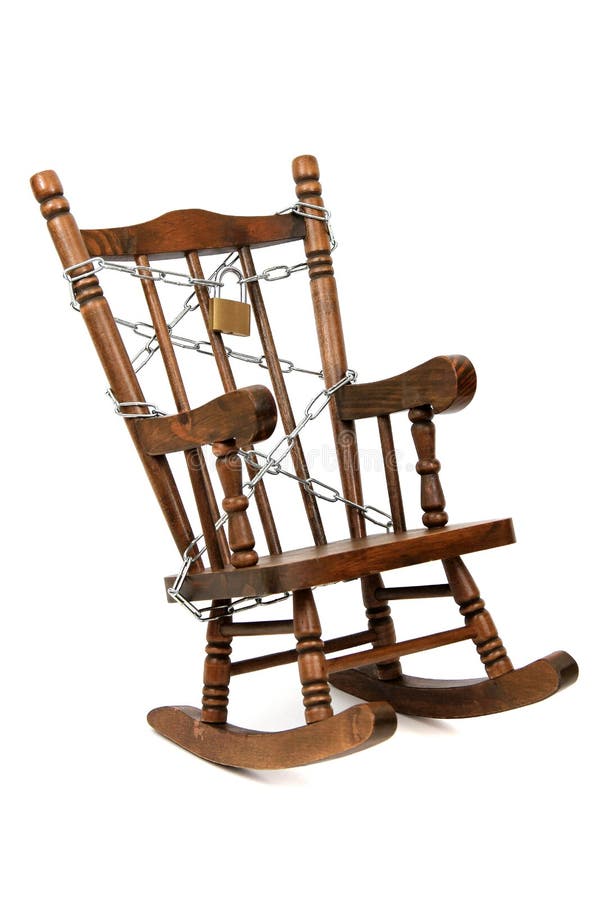 Rocking Chair Captured with Chain and Padlock Stock Photo Image of